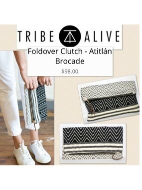 TRIBE ALIVE Black & White Geometric Zipper Pouch - Women Bags